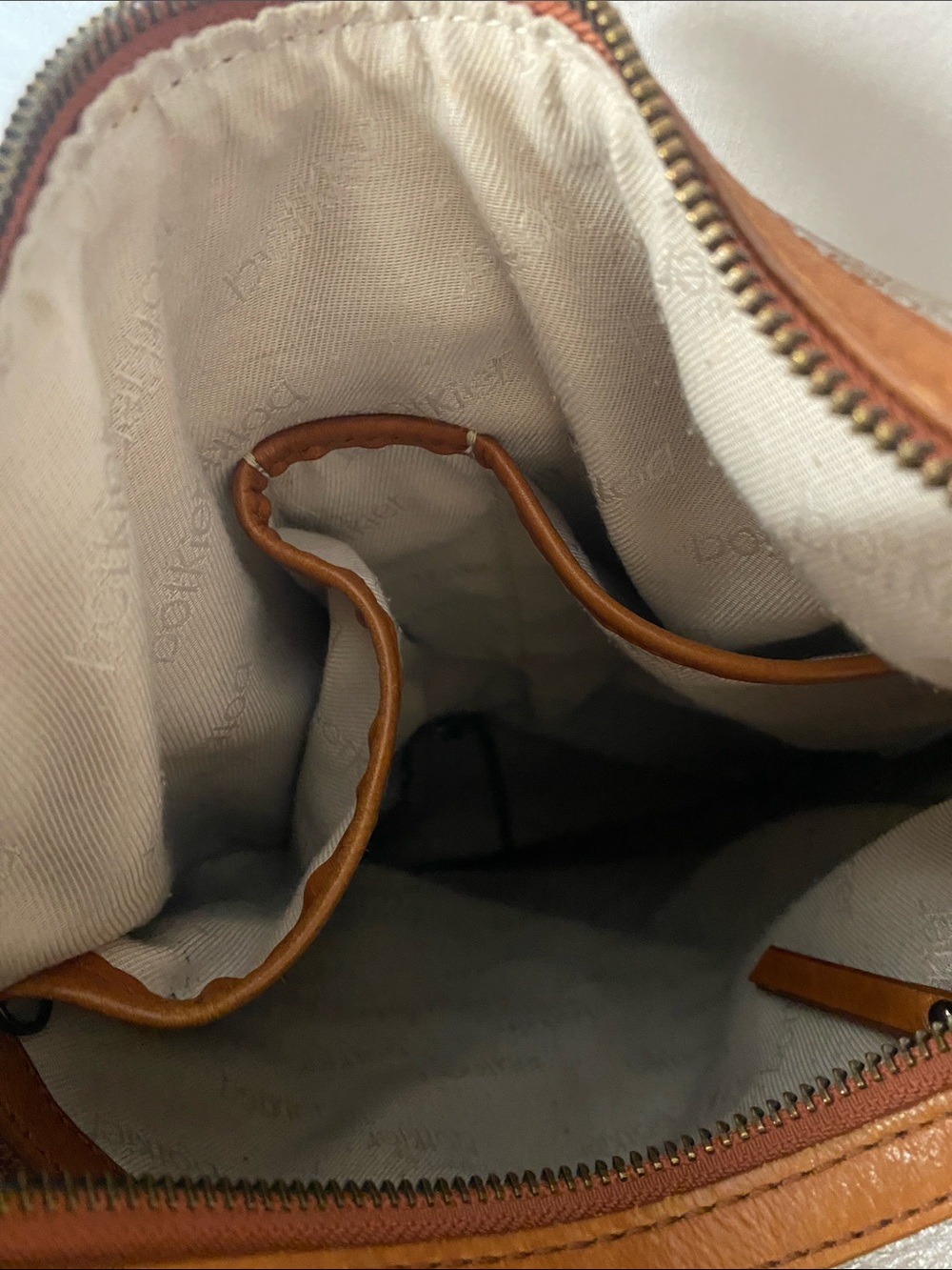 Botkier Metallic Silver Hobo Shoulder Bag with Brown Trim - Picture 3 of 10